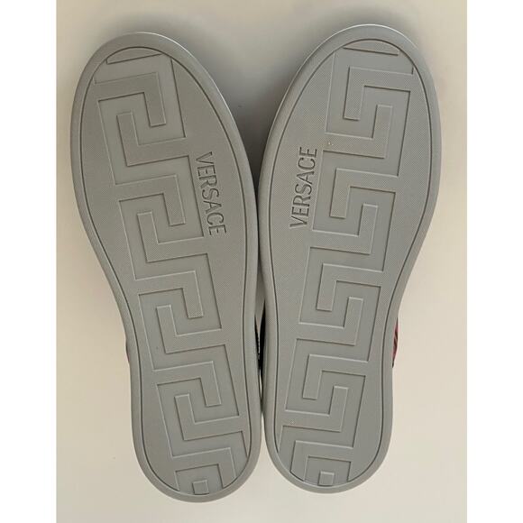 Versace Greca Men’s Leather Black/Orange Red Sneakers 13 US (46) 1013377 IT NIB - Picture 14 of 15